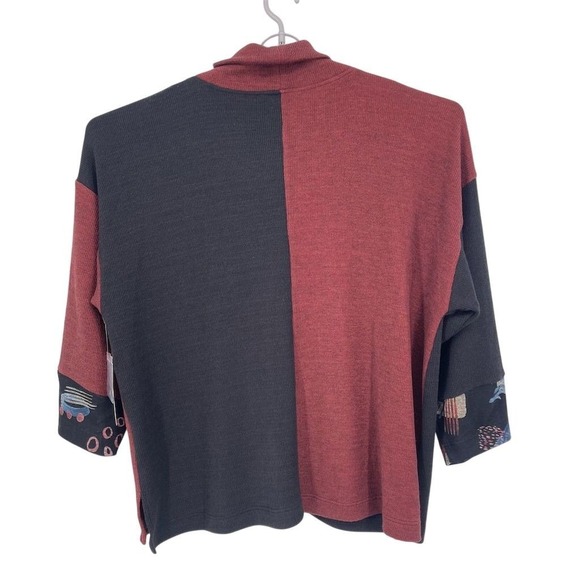 NWT Ali Miles Women's Brown Black Geometric Mock Neck Pullover Sweater 2X Plus - Picture 9 of 12